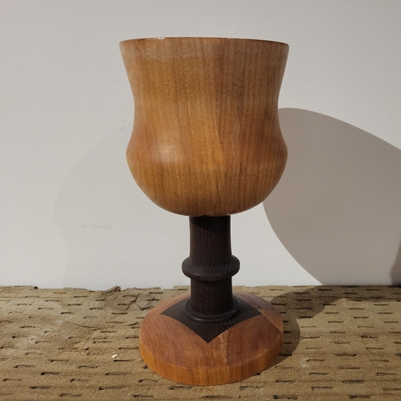 Handmade Cherry Wooden Cup with Walnut Stem - Picture 1 of 2